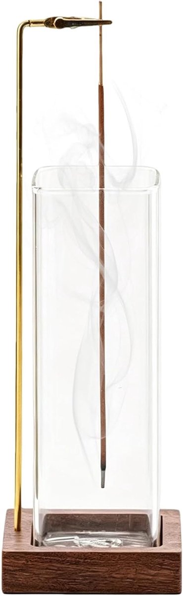 Elegante vierkante wierookbrander van glas, hangende houder voor stokjes, perfect voor meditatie, yoga en aromatherapie in huis of op kantoor