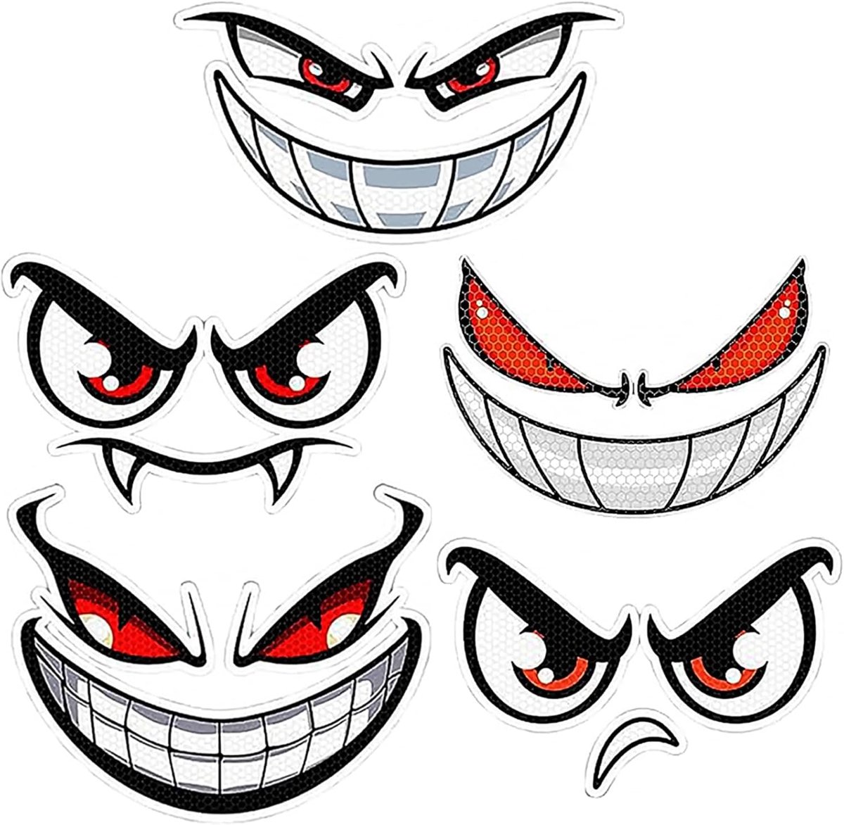 SnelShoppen - Self-Adhesive Reflective Eye Stickers voor Motorhelm, Skateboard en Robotmaaiers - 5 Stuks, Waterproof, Duurzaam, Makkelijk in Gebruik,