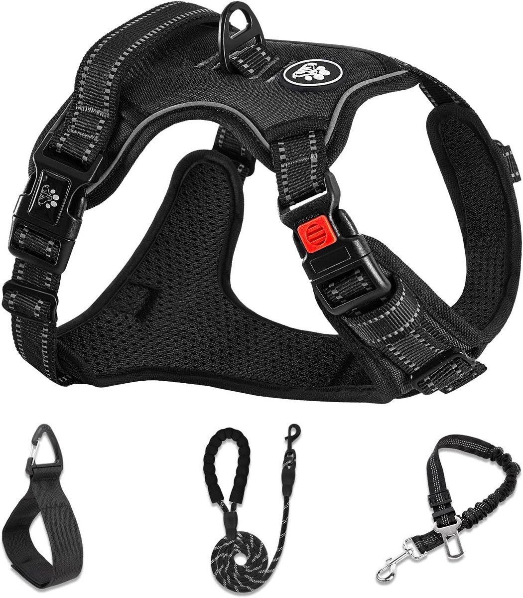 SnelShoppen - Hondenharnas en Leash Set voor Middelgrote en Grote Honden - Maat L, Reflecterend, Verstelbaar, Ideaal voor Training en Joggen, Inclusie