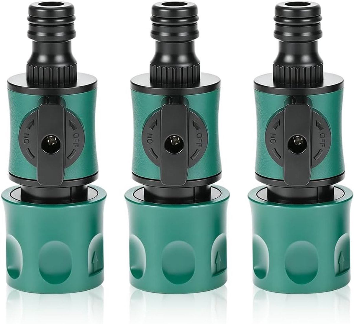 SnelShoppen - 3 Stuks Afsluitventiel Slangkoppeling met Regelventiel voor Traploze Regeling en Afsluiting van Waterstroom - Ideaal voor Tuin, Irrigati