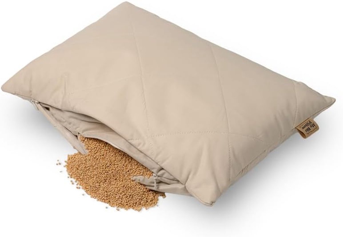 SnelShoppen - Ergonomisch Organic Millet Kussen 40x60 cm - Ademend & Zacht Katoenen Hoes - Natuurlijke Orthopedische Slaapkussen voor Gezond Slapen