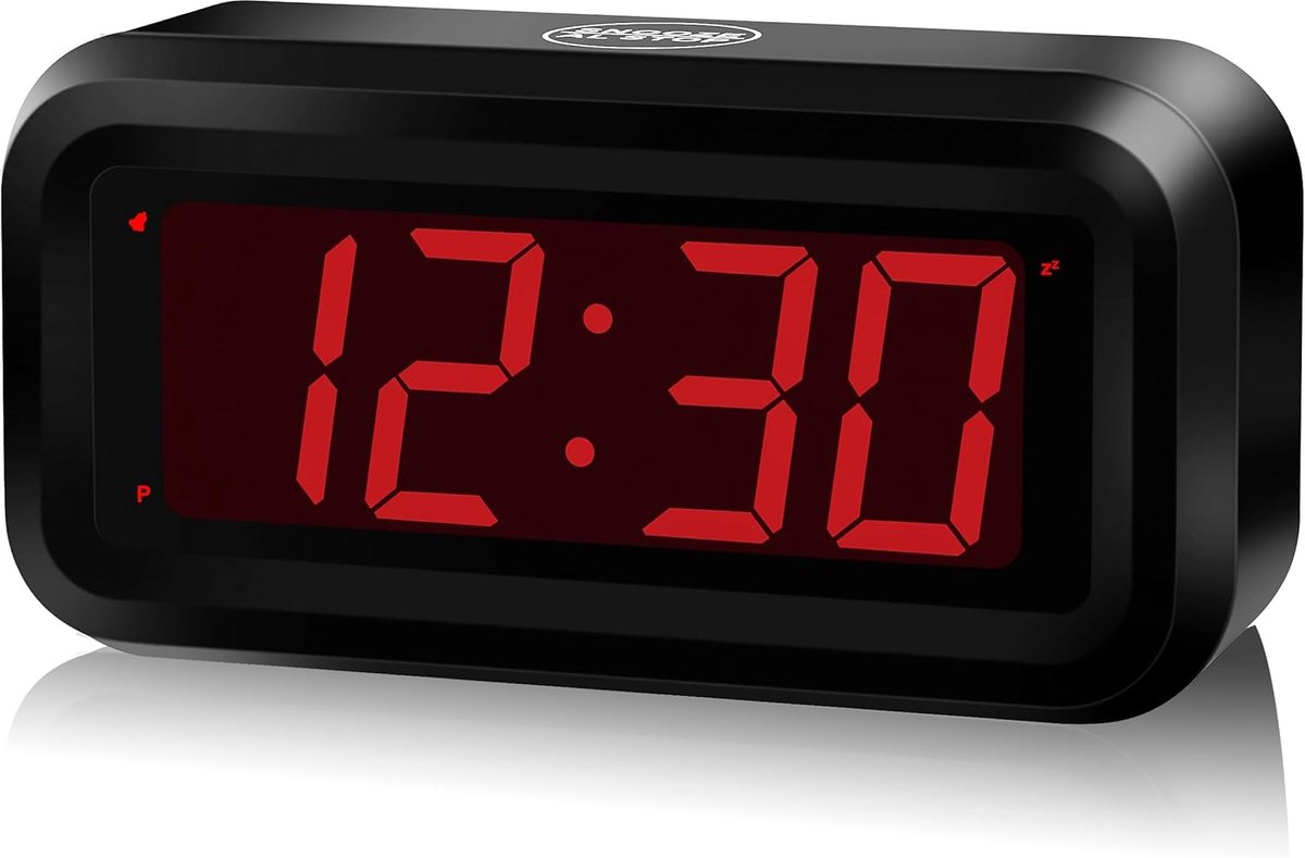 SnelShoppen - Draadloze Alarm Klok met Batterij, Groot Display, 12/24 Uur Weergave, 3 Niveaus Helderheid, Snooze Functie, Compacte Digitale Tafelklok