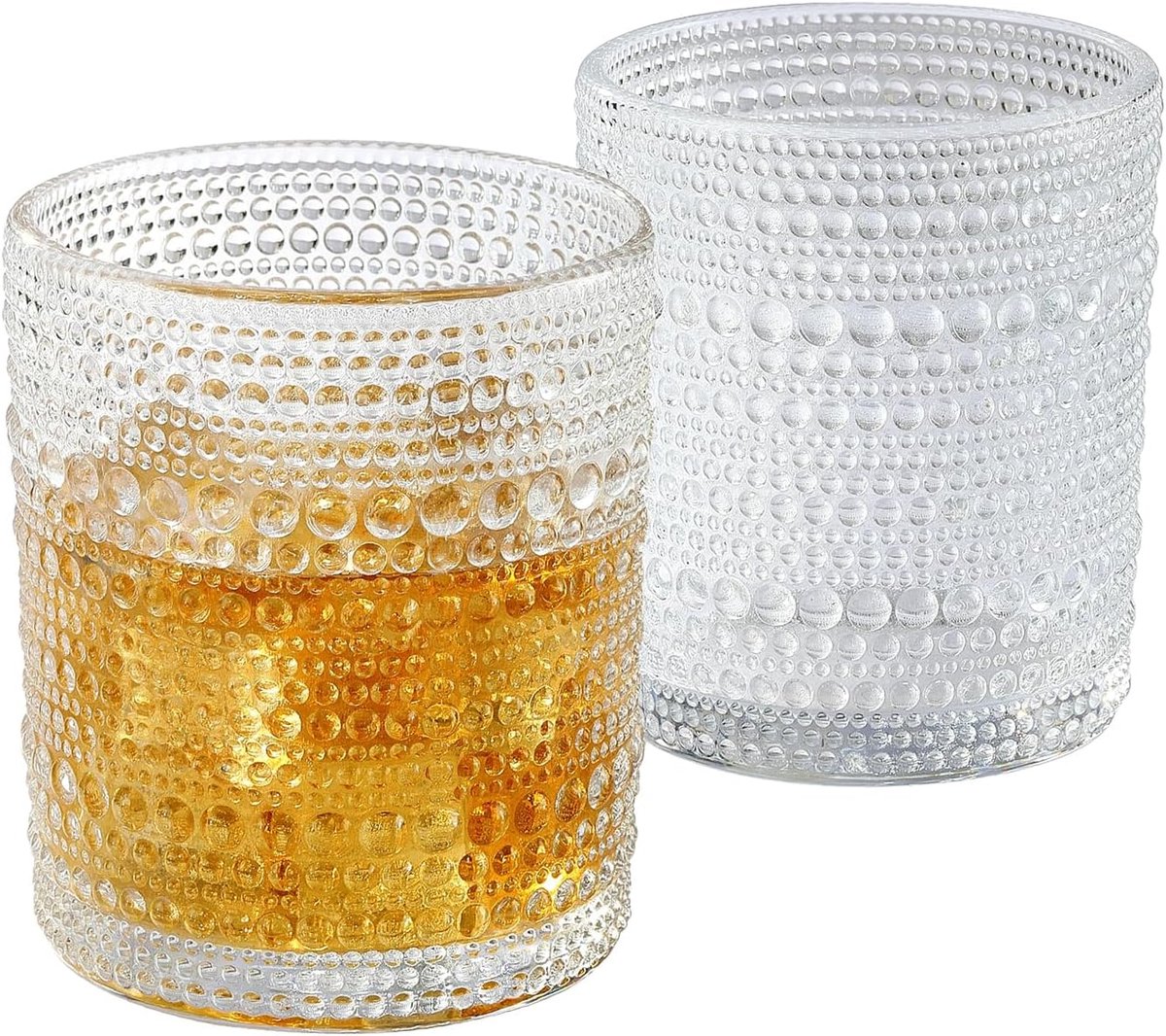 SnelShoppen - Cocktailglazen Set van 2 - Vintage Hobnail Martini Glazen voor Whiskey & Old Fashioned - 10 oz Elegante Drinkglazen voor Feest & Special