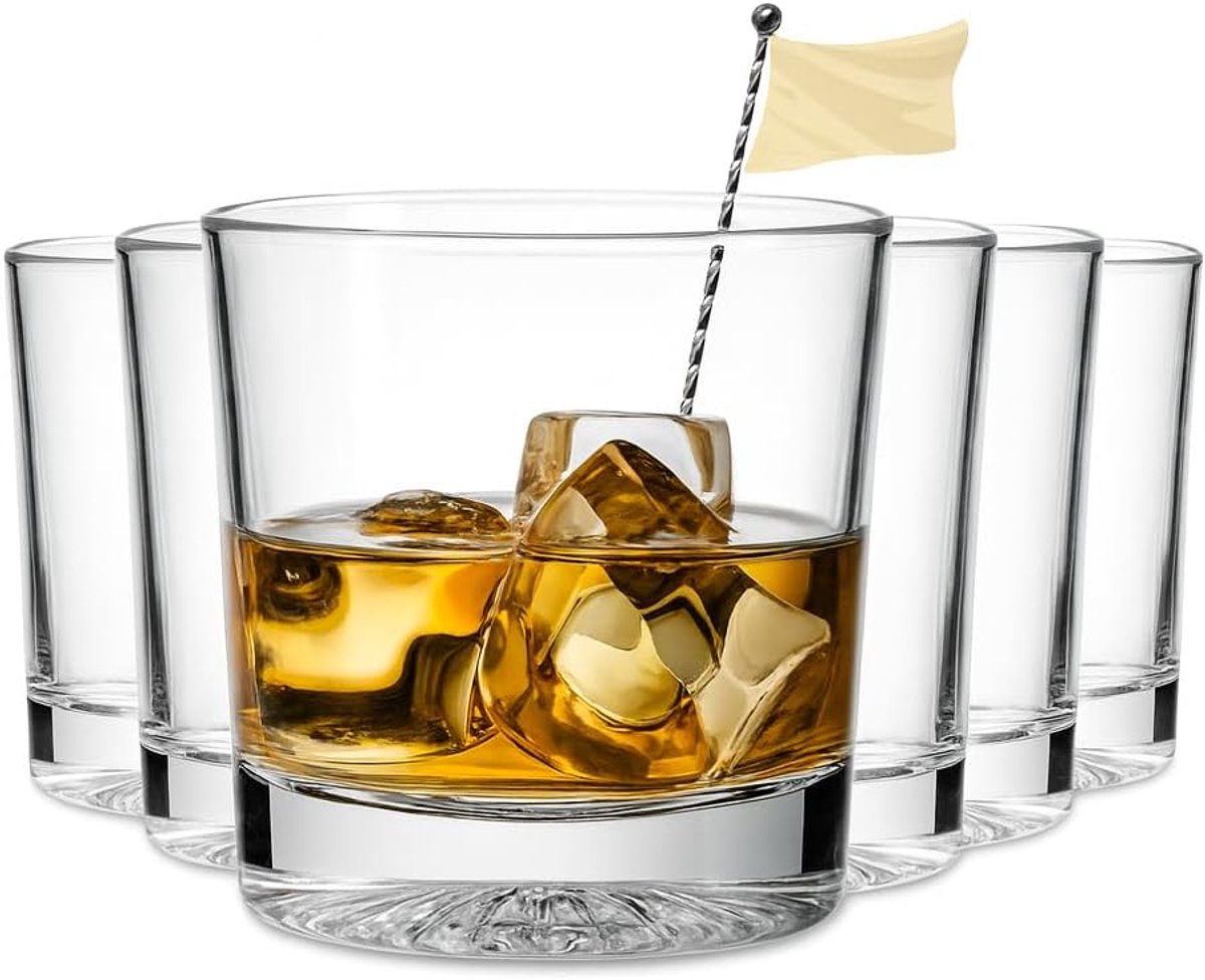 SnelShoppen - Tumbler Glass Set 'Scotland' - 6 x 355 ml - Whisky en Water Glazen - Kristalhelder, Vaatwasserbestendig - Premium Drinkglazen voor Feest