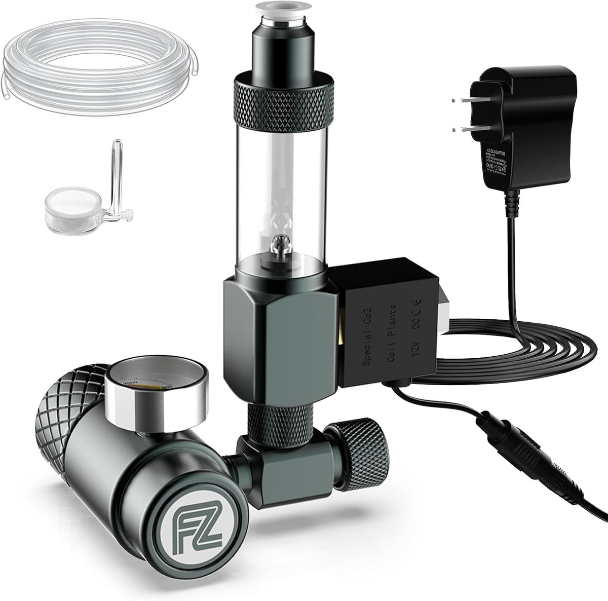 Thijox - Aquarium CO₂-regelaar Mini Kit - Professioneel CO₂-systeem met Verbeterde DC-solenoïde, Diffuser, Bellenteller en Terugslagklep voor Waterpla