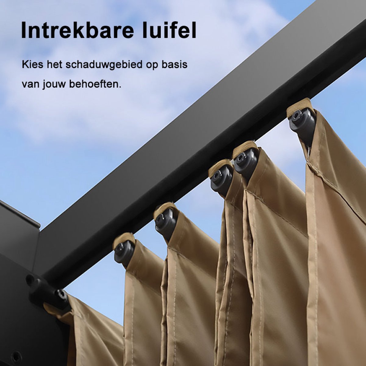 Purple Leaf Pergola avec toit de protection 4 x 3 m - structure anthracite, toile beige