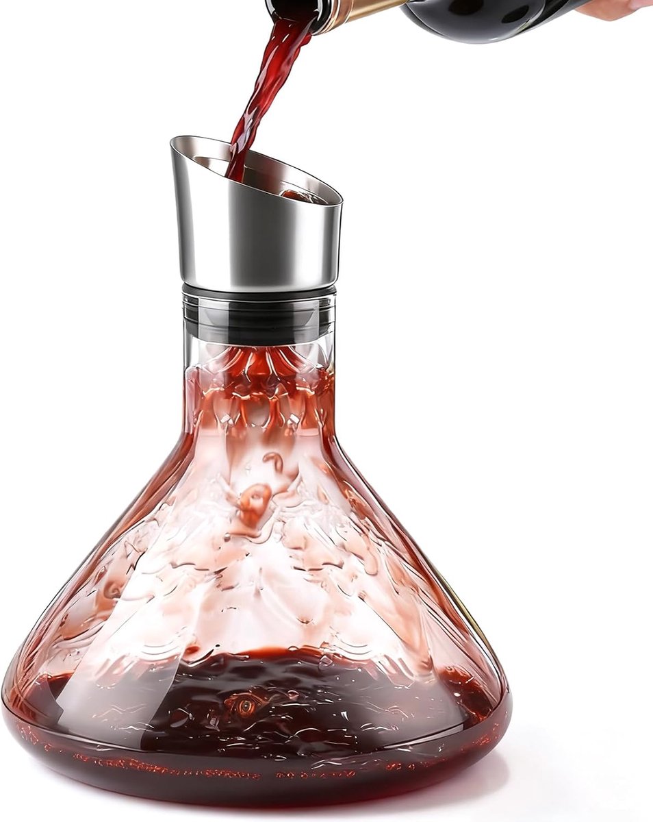 SnelShoppen - Decanteerder met Wijn Aerator 1500 ml, Druppelvrije Wijnkaraf met Filters, Perfecte Cadeau voor Wijnliefhebbers en Schoonouders