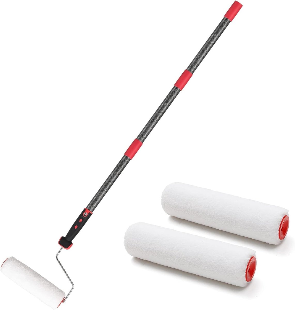 SnelShoppen - Telescopische Verfroller 70-210 cm Multifunctionele Verfroller Set met RVS Stok voor Muren en Plafonds - Grijs
