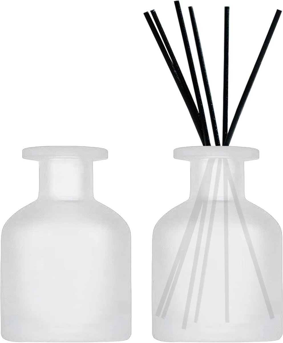 SnelShoppen - 2Pcs Glazen Geur Diffuser - 150ml Aroma Diffuser Flessen - Matte Zwarte Glazen Essentiële Olie Containers - Aromatherapie Geurvaten voor
