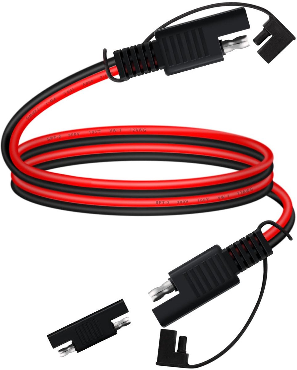 SnelShoppen - SAE Extension Cable 14AWG 20A 12V 24V Accu Kabel Verlengkabel SAE Snelle Connector 1m voor Zonnepaneel, Motor, Auto, RV