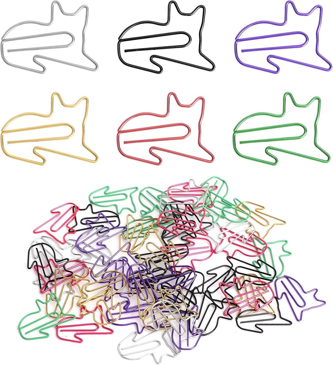 SnelShoppen - 50 Pcs Kat Patroon Paper Clips - Kleurige Dierlijke Vorm Boekmarks - Grappige Kantoor en School Benodigdheden - Perfecte Cadeau voor Kat