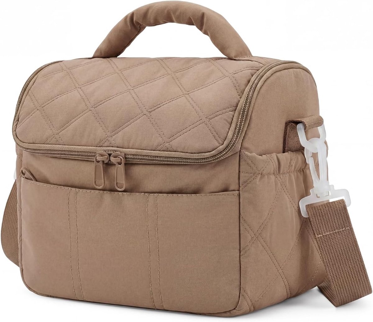 SnelShoppen - Geïsoleerde Koeltas voor Vrouwen en Mannen, Dubbel Laags Lunchbag, Lekvrij en Gevoerd, Lichtgewicht en Draagbare Koelbox 6.7L, A-Camel v