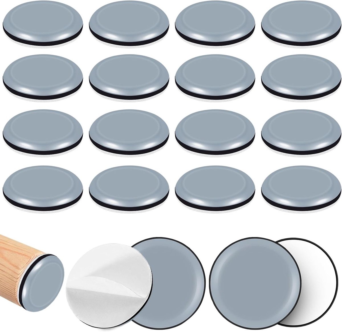 Meubelglijders Set - Teflon Glijders - Vloeren Beschermen - Zelfklevend Rond - 20 mm - Wit