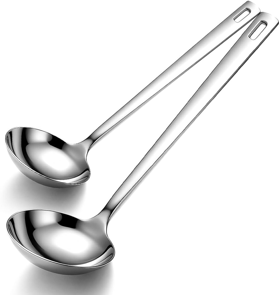 SnelShoppen - Kooklepels Set van 2, RVS Soeplepels en Serveerlepels 30cm & 24,5cm - Ergonomische Keukenlepels voor Koken, Serveren en Thuisgebruik, Va