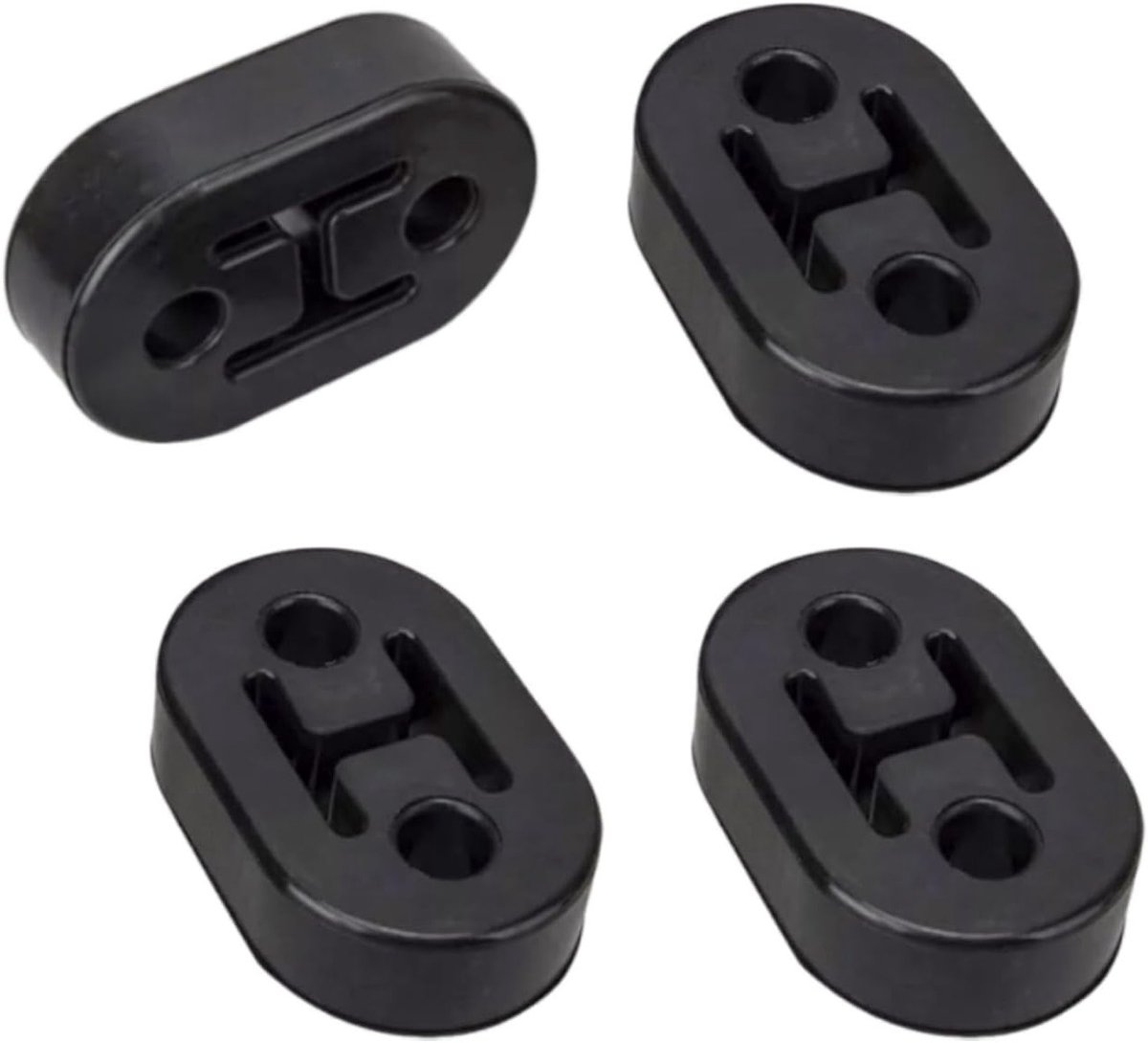 Exhaust Rubber Kit (4 PCS) - Silencer & Universal Car Exhaust, 2 Holes Rubber Exhaust Holder for All Vehicles - ShopVlot