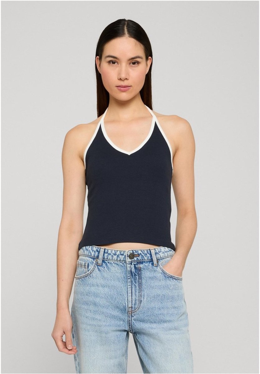 Urban Classics Contrast Piping Neckholder Mouwloze top XS Donkerblauw