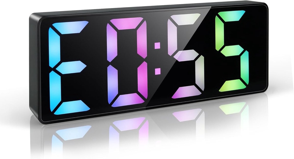 Grote LED Digitale Weerkast met 17 cm Scherm, Slaapfunctie, Oplaadbare Batterij en Instelbare Helderheid voor Zware Slapers