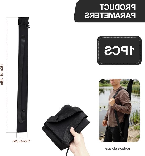 Visstoktas 130 cm voor 2-3 hengels, waterdichte nylon tas met verstelbare schouderband, stevige opslagoplossing voor outdoor vissen — afbeelding 2