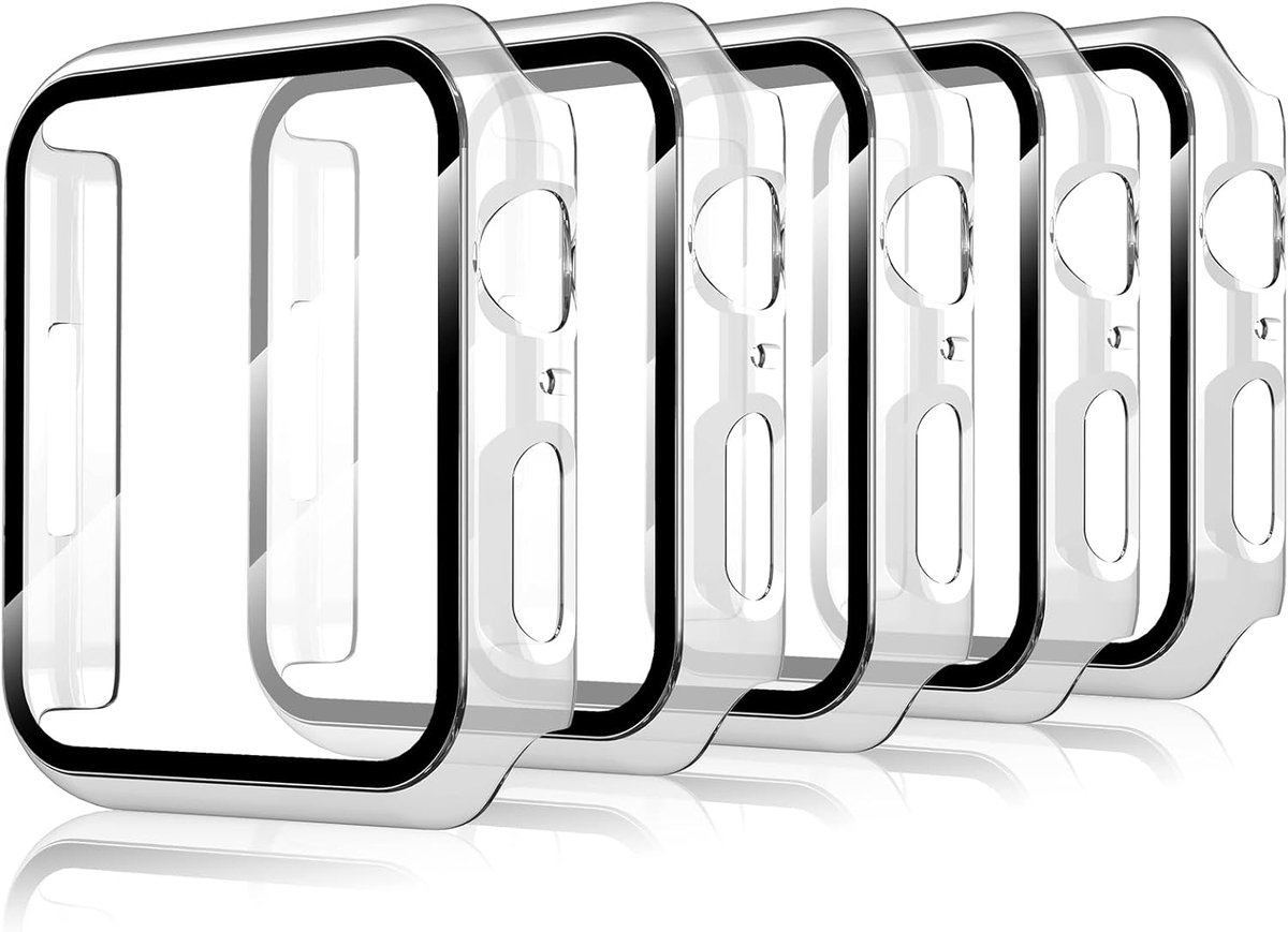 SnelShoppen - 5 PCS Tempered Glass Screen Protector Case voor Apple Watch Series 9/8/7 41mm - Full Protection HD Hard PC Cover - Elegant en Beschermen