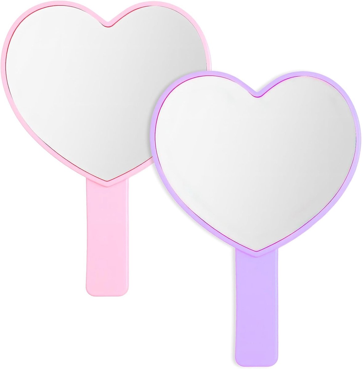SnelShoppen - 2pcs Handspiegel voor Vrouwen, Hartvormige Mini Cosmetica Spiegels met Handvat, Reis Make-up Spiegels, Decoratieve Spiegels voor Vrouwen
