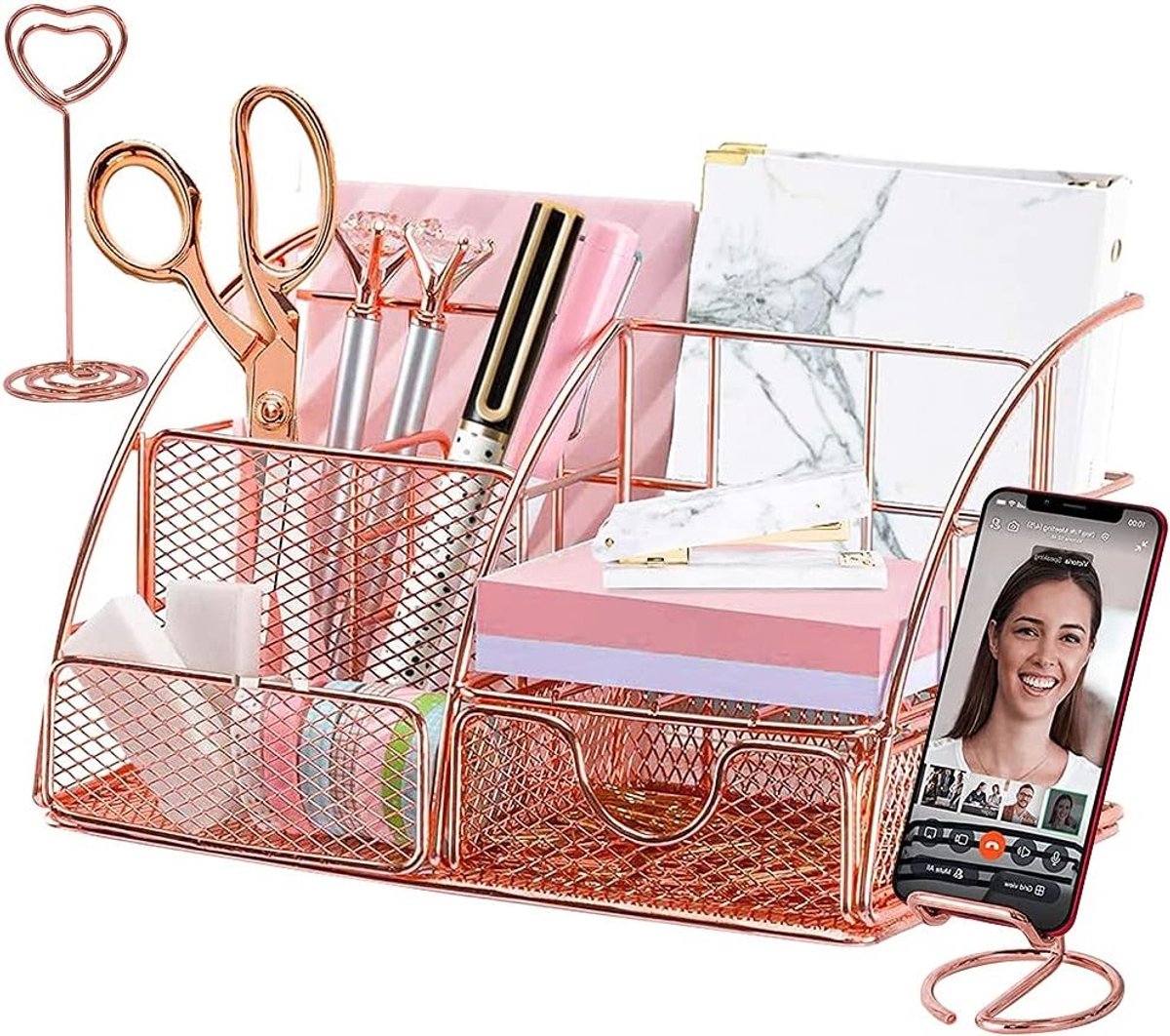 Stijlvolle Desk Organizer met Telefoonhouder, Pennenhouder en Cosmetica-opberging voor Thuis en Kantoor