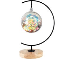 Houten en IJzeren Ornamentenstandaard voor het Ophangen van Glazen Bollen, Terrariums en Kerstdecoratie