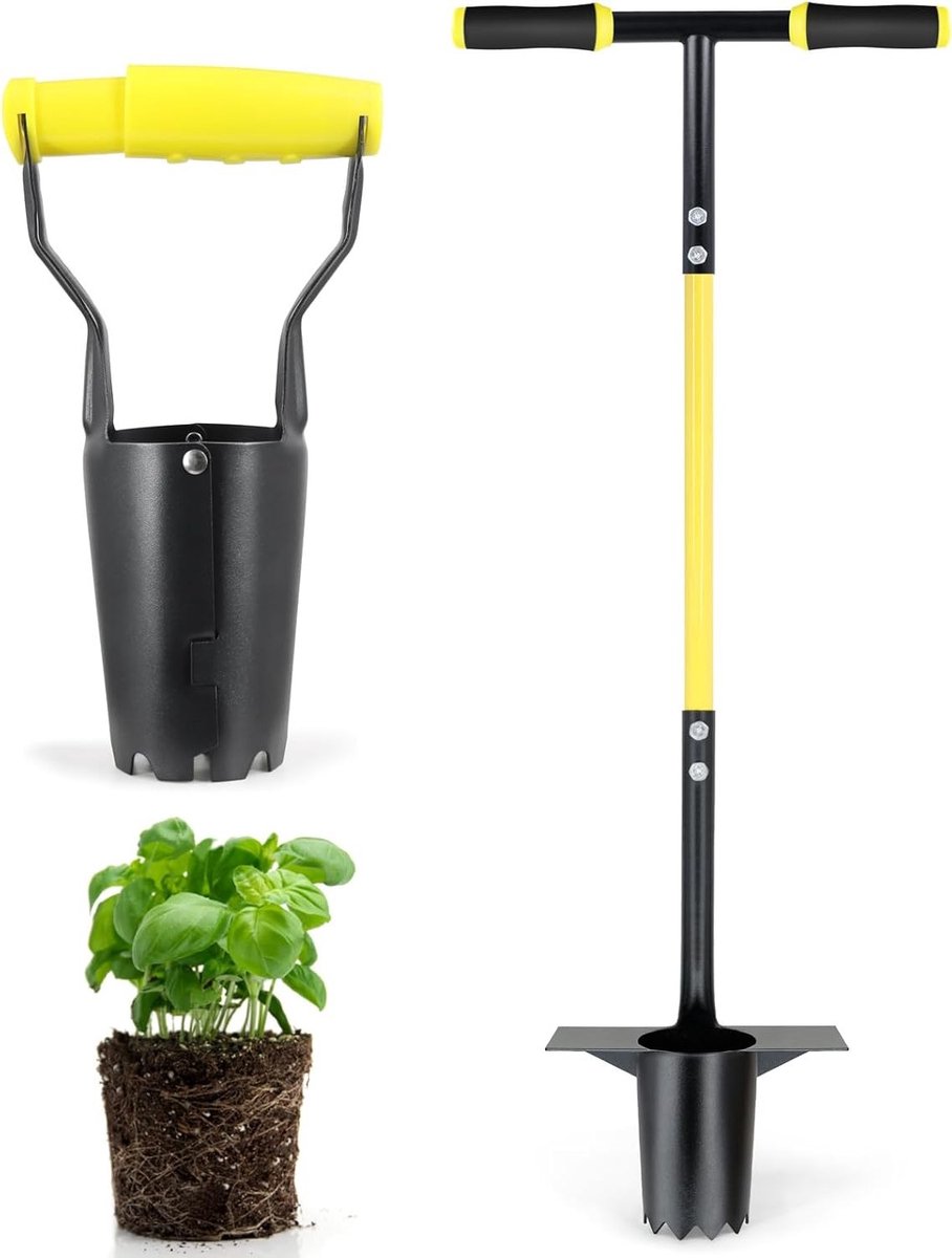 Set van 2 Tuintransplanters met Lange Handgreep voor het Planten van Bloembollen, Zaailingen en Bloemen met Diepe Markering