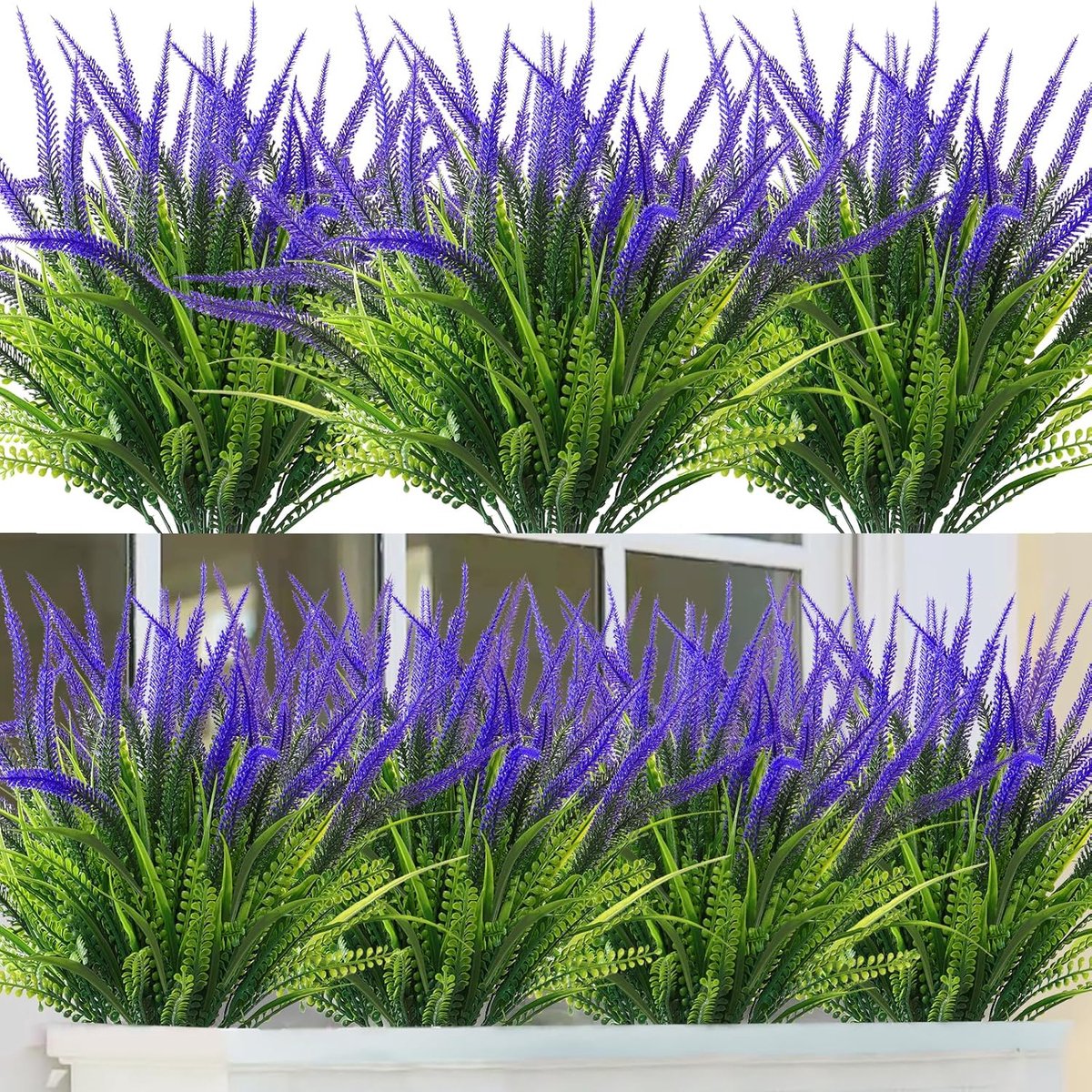 SnelShoppen - Kunstbloemen 6 Bundels Lavendel - Weerbestendig UV-bestendig Balkonplanten - Kunstplanten voor Tuin, Woonkamer, Bloembak, Balkondecorati