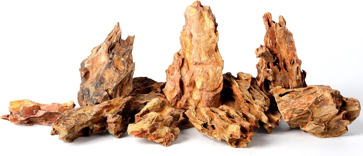 SnelShoppen - Natural Dragon Stone Aquariumstenen 5.5-10.5cm, 10 Stuks voor Nano Aquaria, Aquascaping, Decoratie, Inert Natuurlijke Steen