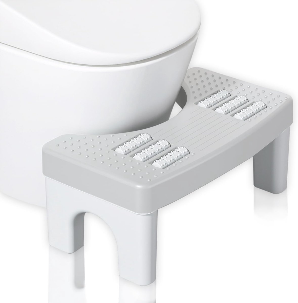 SnelShoppen - Toilet Stool met Massagefunctie, Poepstoel voor Badkamer, Squatty Potty voor Volwassenen en Kinderen, Antislip Voetsteun, Wit, Hoogwaard