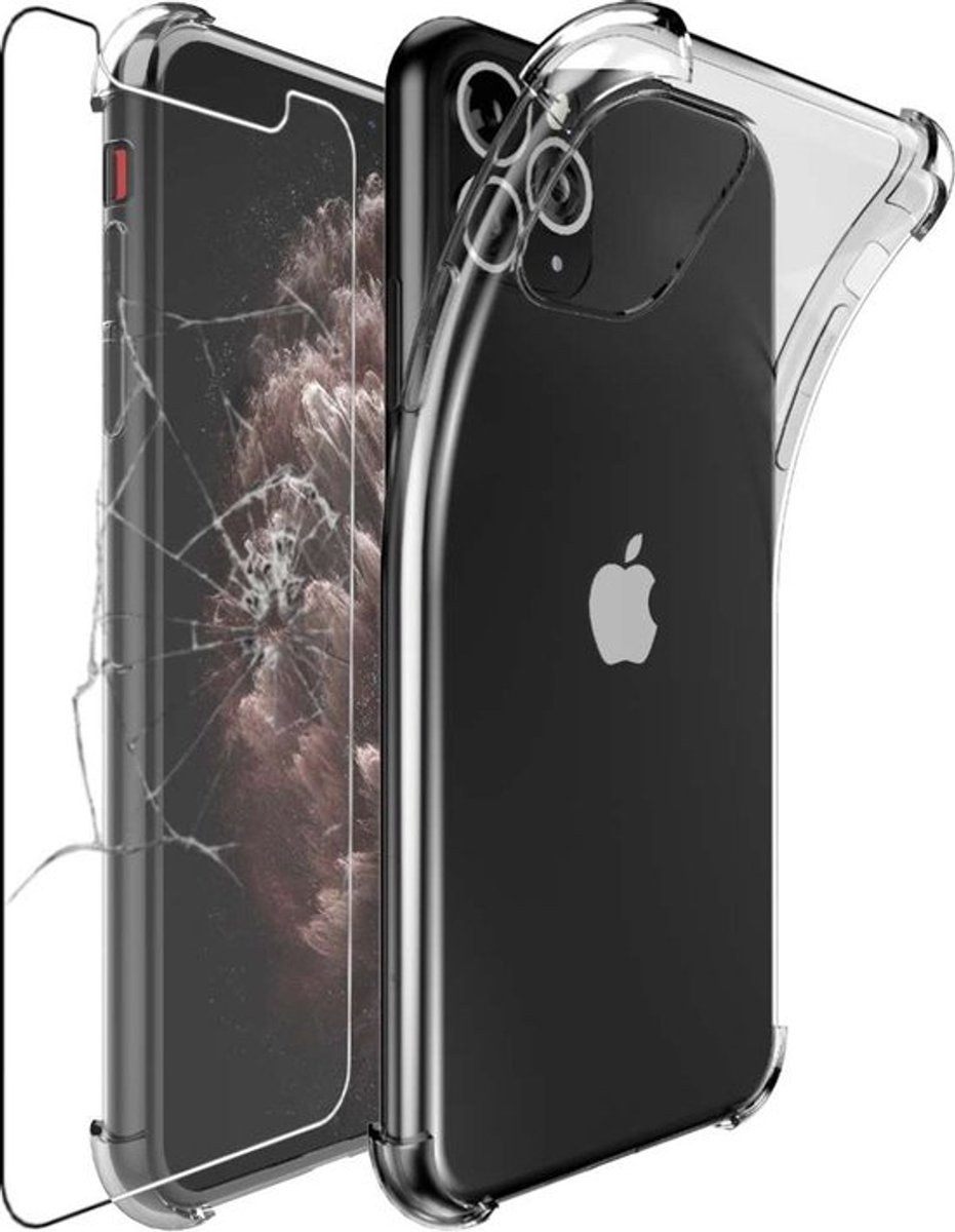 ebestStar - Hoes geschikt voor iPhone 11 Pro Max Apple, Silicone Slim Cover Case, Versterkte Hoeken en Randen hoesje, Transparant + Gehard Glas