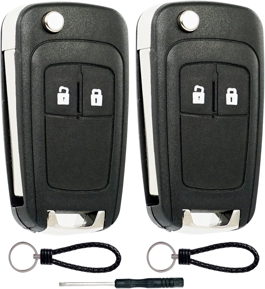 SnelShoppen - 2Pcs Vervangende Autosleutelbehuizing voor Opel en Chevrolet - Geschikt voor Astra J, Insignia, Zafira, Mokka, Adam, Meriva B, Orlando,
