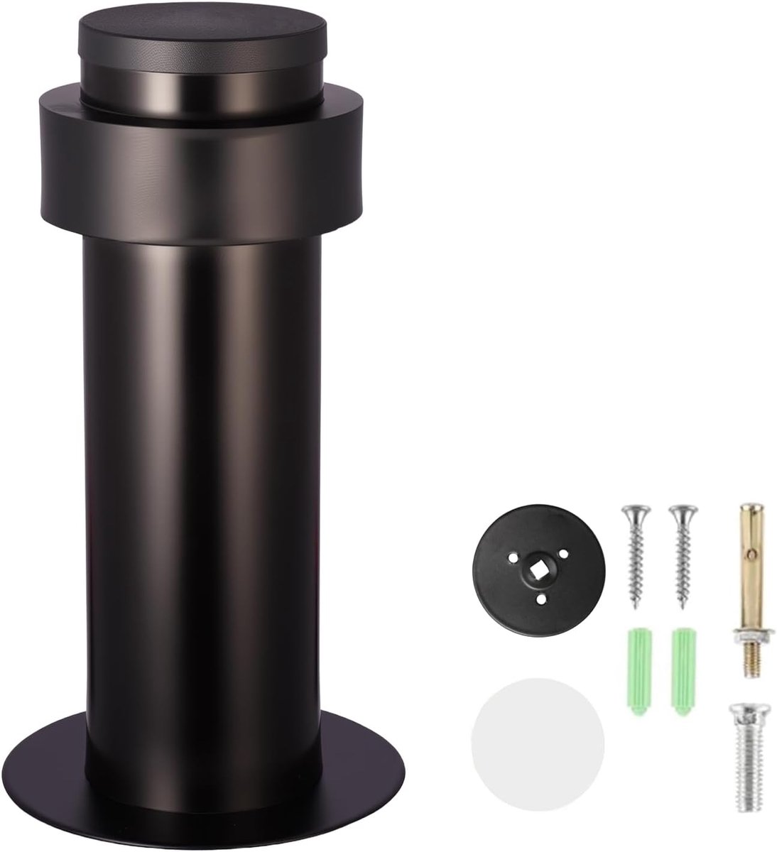 SnelShoppen - RVS Deurstopper Zwart/Zwart, 10cm - Ideale Staande en Wand Deurstopper voor Thuis of Kantoor, Duurzaam Staal, Perfect voor Elke Interieu