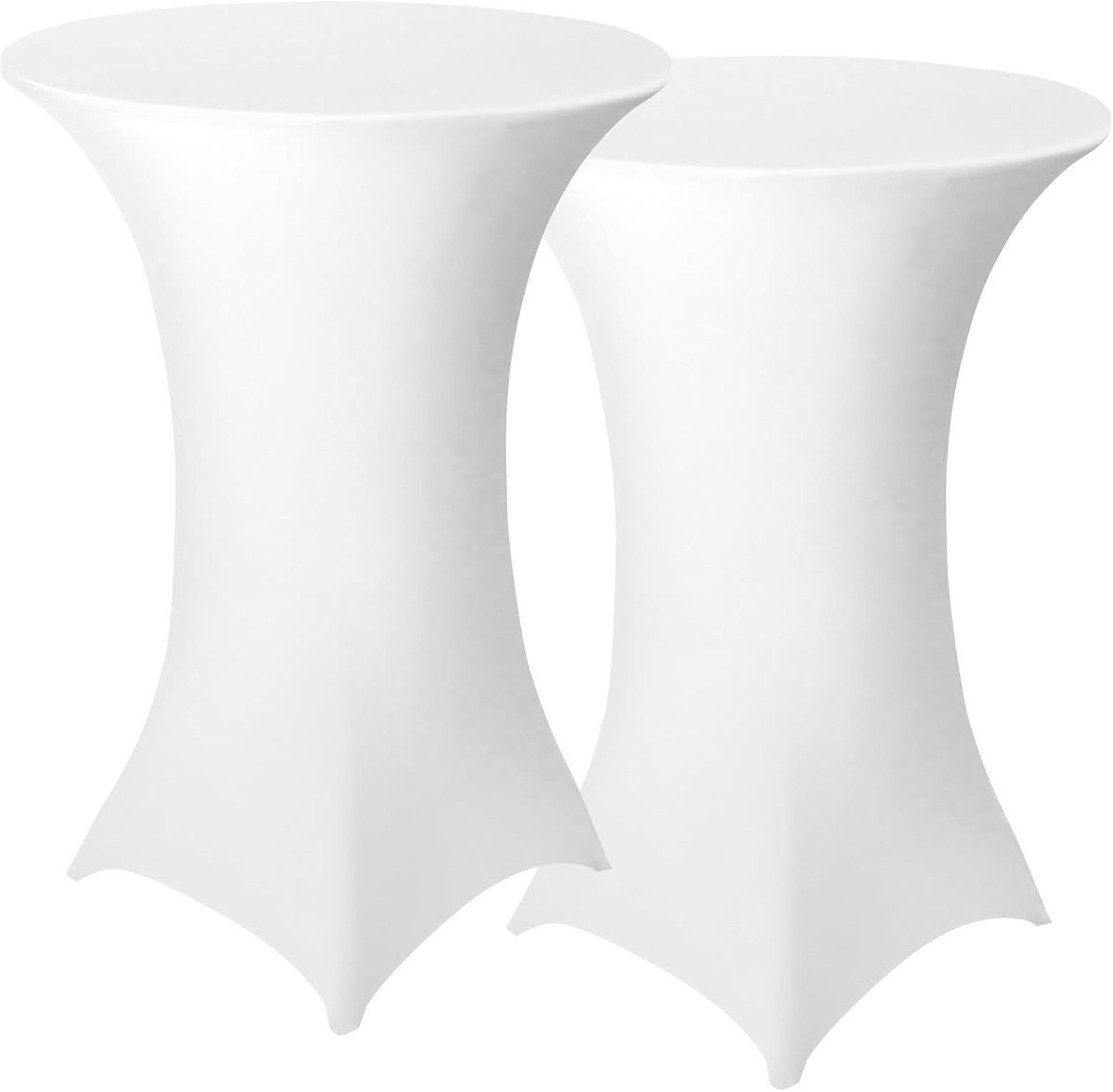 SnelShoppen - Set van 2 Elastische Cocktailtafelhoezen met Vierkante Hoeken, Wit, Diameter 80-85 cm, Perfect voor Feesten, Evenementen en Tuinfeestjes