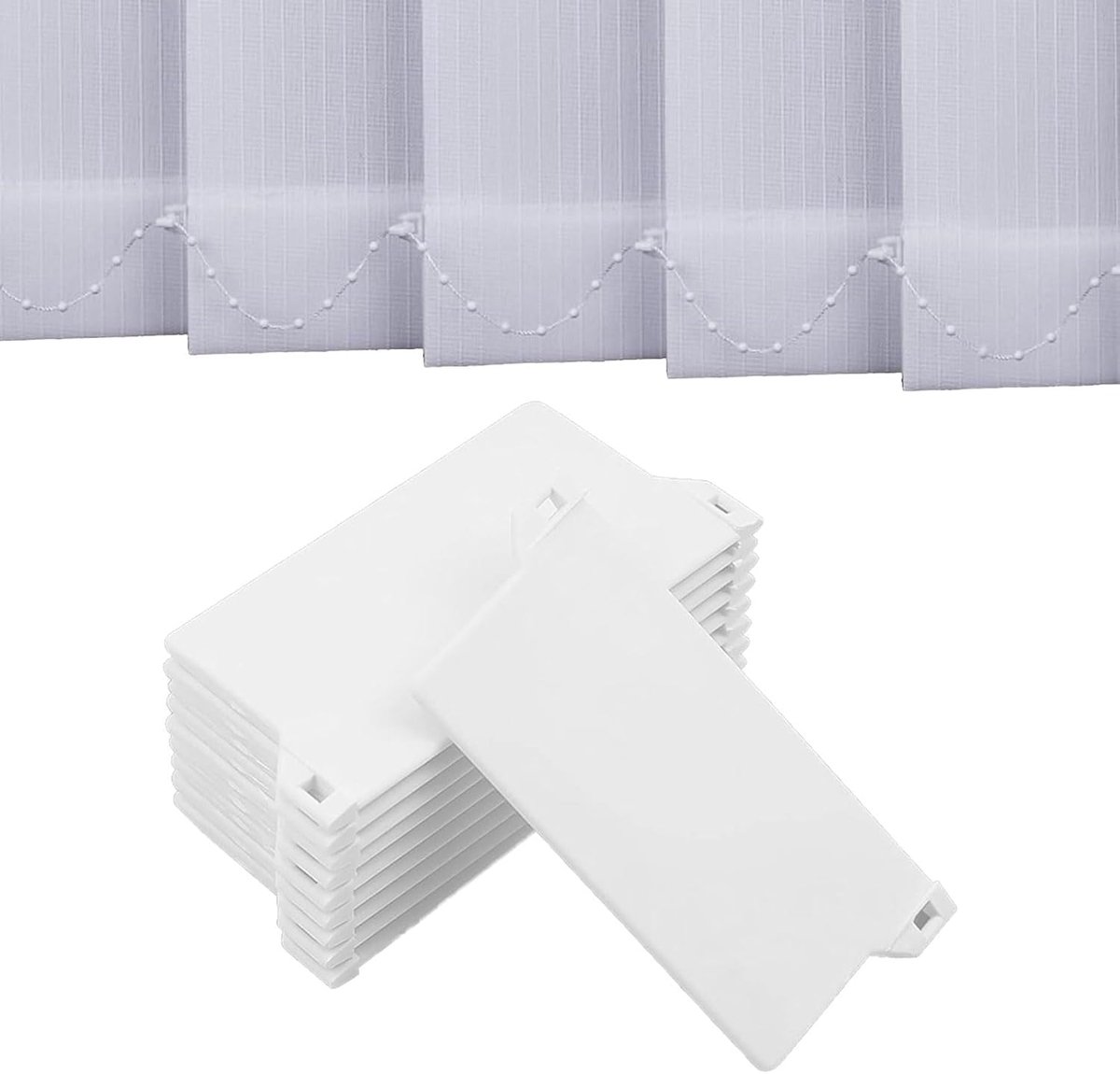 SnelShoppen - Lamellengordijnen 127 mm met Verzwaringsplaten - Vervangende Witte Lamellen voor Verticale Jaloezieën - 10 Stuks - Perfect voor Woonkame