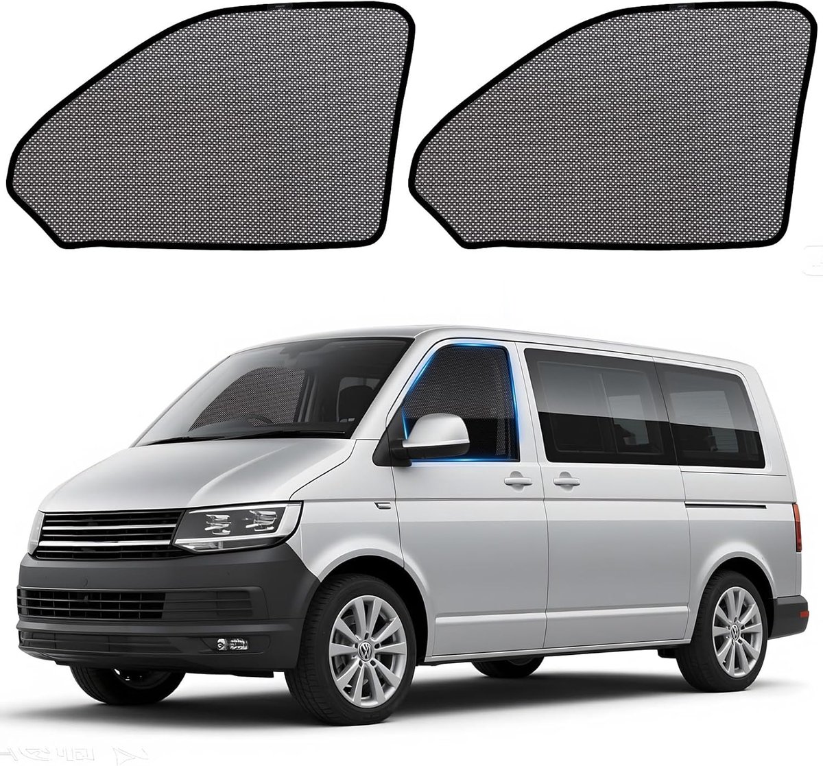 SnelShoppen - Mosquito Net voor VW T5, 2-Piece Magnetische Zonnescherm voor Autoruiten, UV Bescherming, Ventilatie, Ideaal voor Kamperen en Reizen