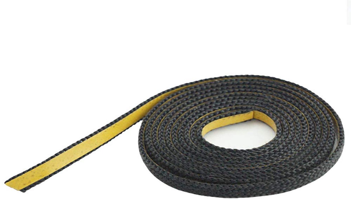 SnelShoppen - Fiberglass Tape 10x2 Flat Seal 2m Zwart - Zelfklevend voor Haard, Kachel, Schoorsteen en Isolatie