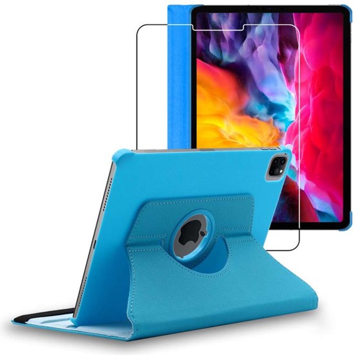 ebestStar - Hoes geschikt voor iPad Air (2020) 10.9, iPad Air 4 Apple, Roterende Etui, Case, 360° Draaibaar hoesje, Blauw + Gehard Glas