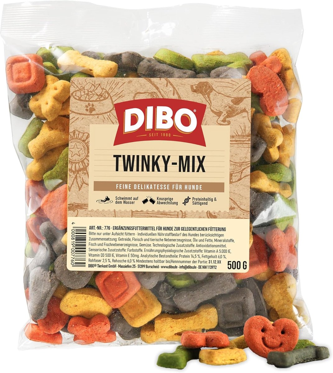 SnelShoppen - Twinky-Mix Hondensnacks 500g - Gezonde Natuurlijke Hondenvoer, Baked Goods, BARF, Dog Biscuits, Geen Suiker, Geen Chemicaliën, Duitse Kw