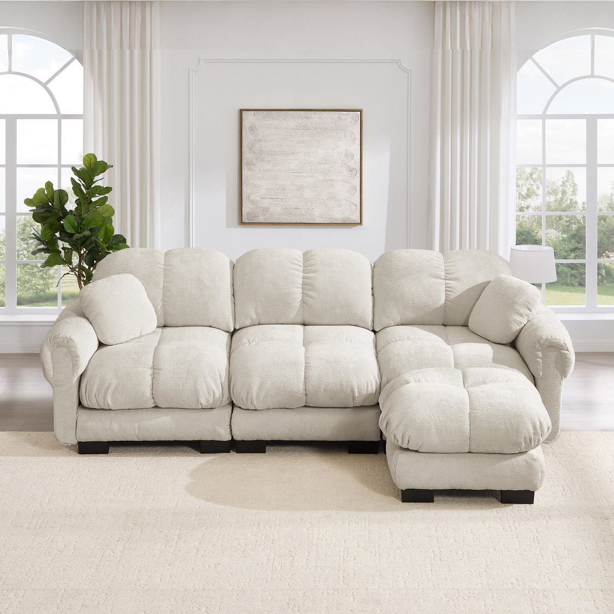 Intebiki bank - L-vormige hoekbank - 3 zits bank - fauteuil - bankstel - inclusief een ver
