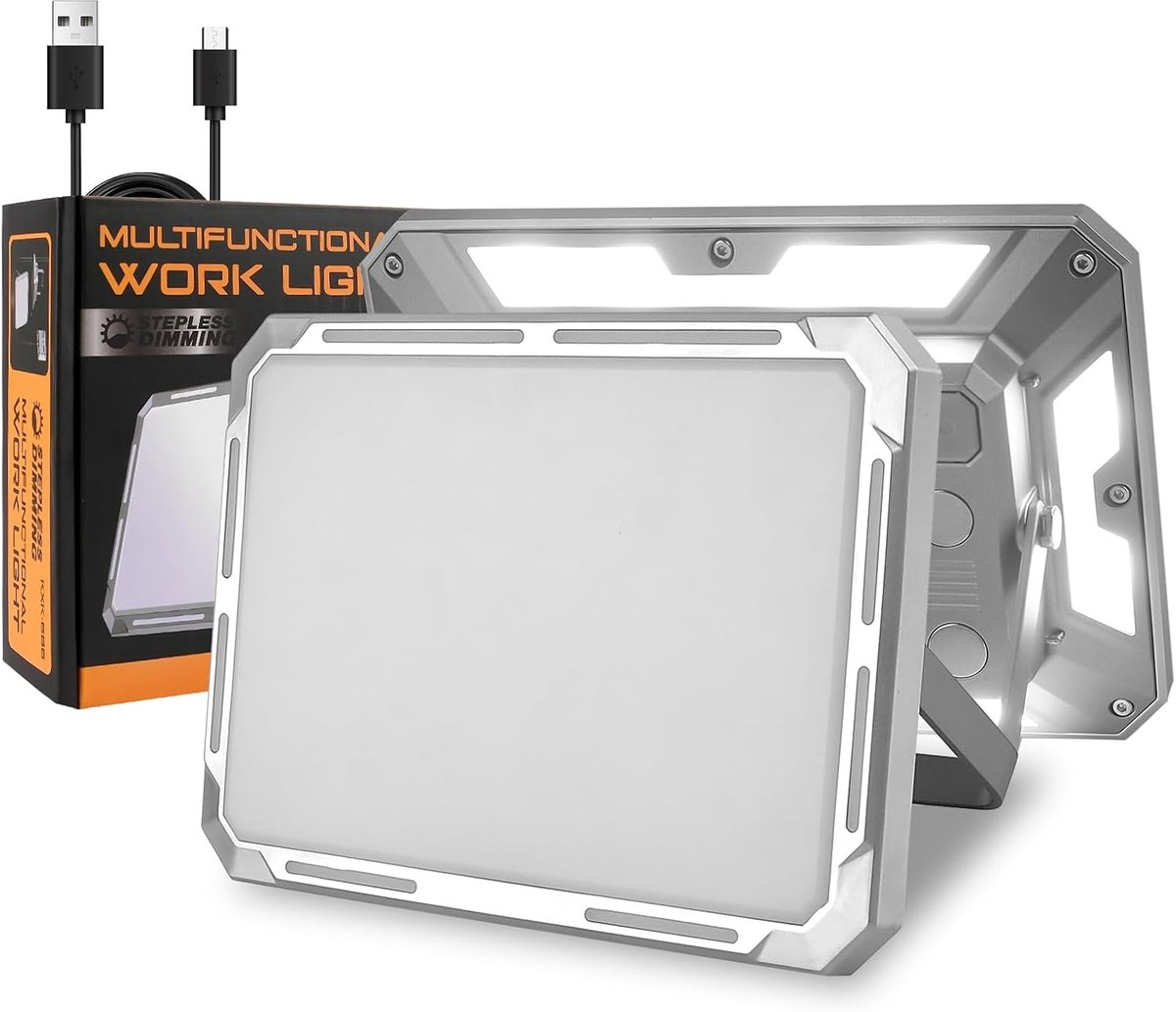 SnelShoppen - T-SUN 50W LED Bouw Spotlicht met Accu, 116 LEDs, Draagbaar Superhelder Spotlight met Magneet, 3000-7000K, Oneindig Dimbaar, Ideaal voor
