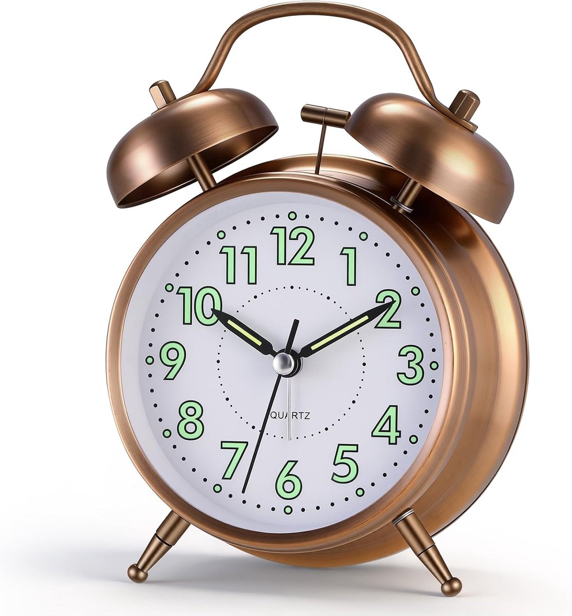 SnelShoppen - Retro Alarmklok Extra Hard Geluid voor Zware Slapers - Batterij Aangedreven - Stil Mechanisme met Luminous Cijfers - Elegante Retro Meta