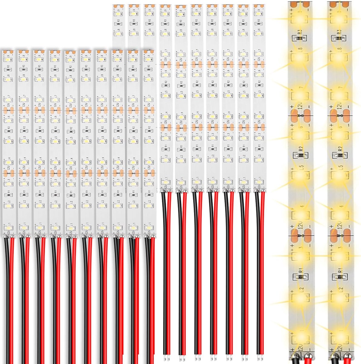 SnelShoppen - 20 Stuks 150 mm Warm Witte 2835 SMD LED Strips met 15 cm Kabel voor DIY Modelbouw en Decoratieverlichting, 12-18V
