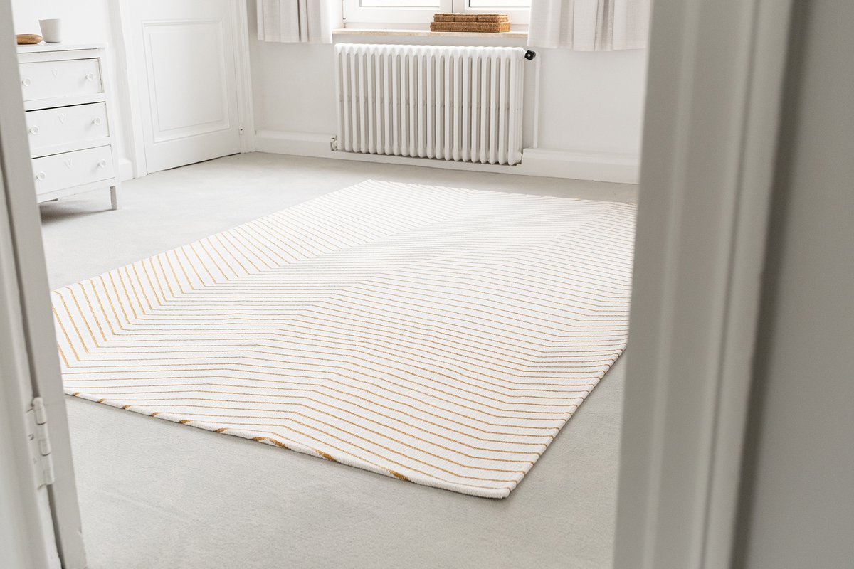 Binnen vloerkleed -240 x 340 cm - Jules Flipo San Andreas 9171 White Gold laagpolig tapijt - Made In Belgium
