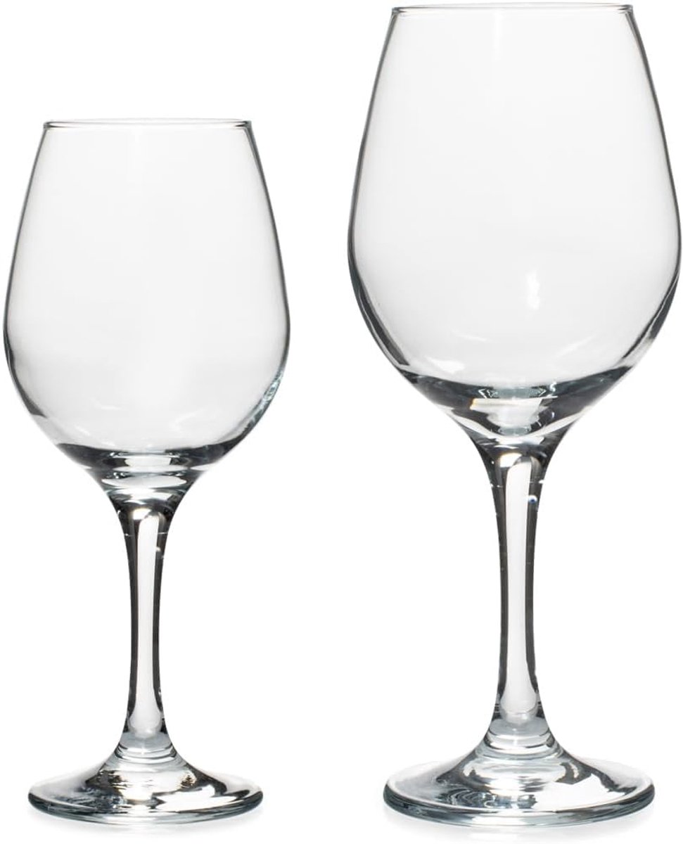 SnelShoppen - Set van 12 Calici Amber - 6 Witte en 6 Rode Wijnglazen - Perfect voor Feest, Tuin, Keuken - Hoogwaardige Kristalheldere Materialen - Ele