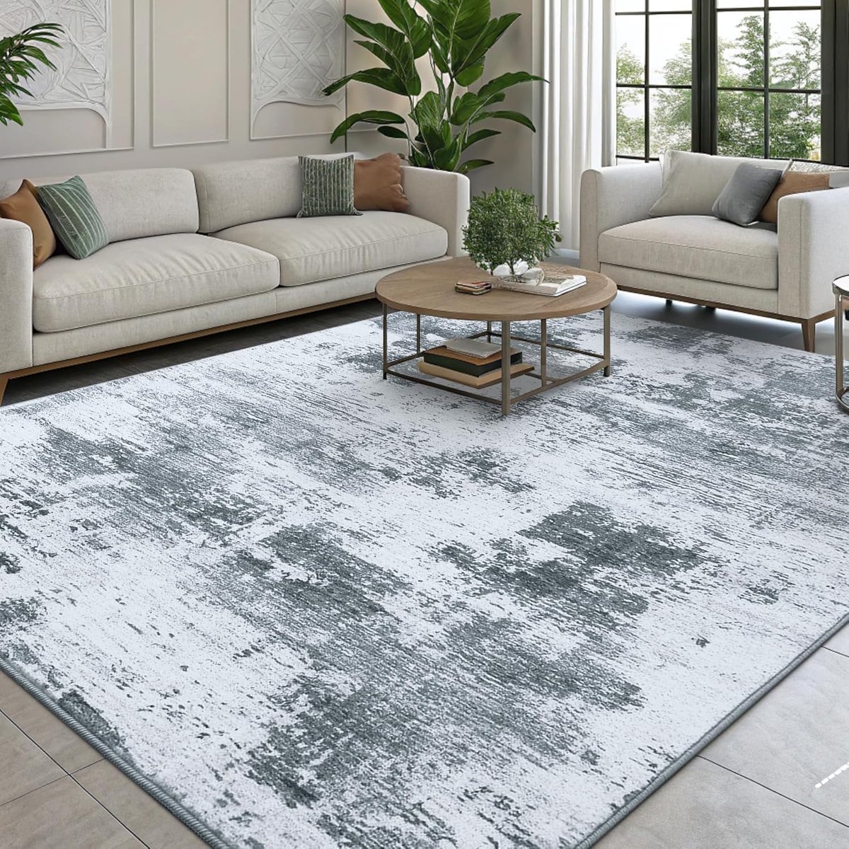 SnelShoppen - Modern Abstract Vloerkleed 80x150cm, Machine Wasbaar, Antislip Korte Pool, Duurzaam Nep Vilt Tapijt voor Woonkamer, Slaapkamer, Eetkamer