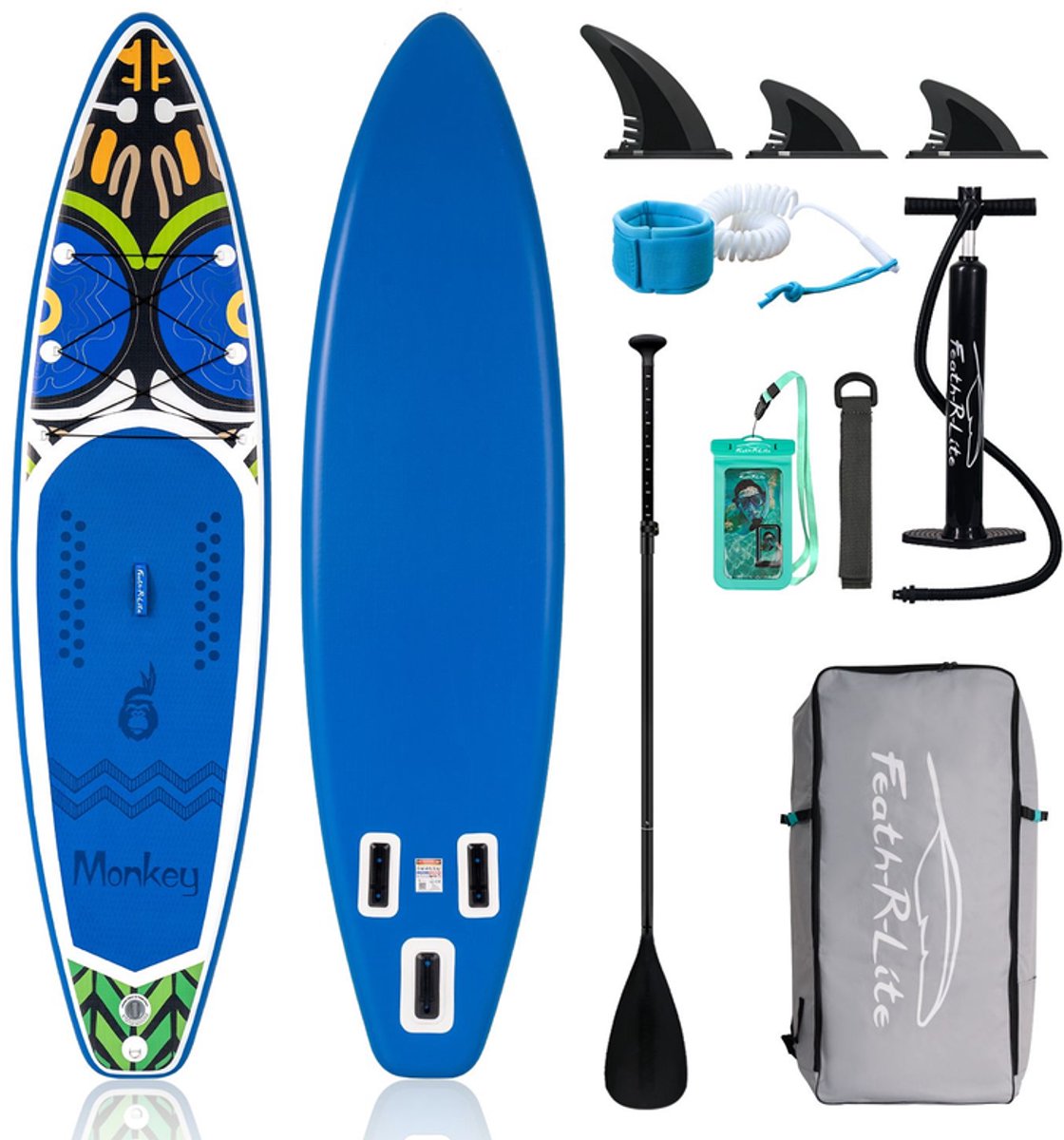 FunWater Stand Up Paddle Board 335x83x15 cm - Opblaasbaar paddleboard voor volwassenen en beginners - Compleet SUP pakket - Max.120 KG - Donker koningsblauw