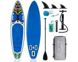 FunWater Stand Up Paddle Board 335x83x15 cm - Opblaasbaar paddleboard voor volwassenen en beginners - Compleet SUP pakket - Max.120 KG - Donker koningsblauw