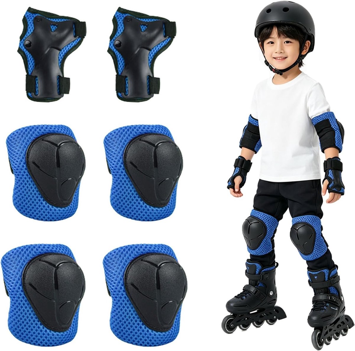 Complete Skate Beschermingsset met Knie- Elleboog- en Polsbeschermers voor Inline Skaten Skateboards en Scooters Verstelbare en Comfortabele Bescherming in
