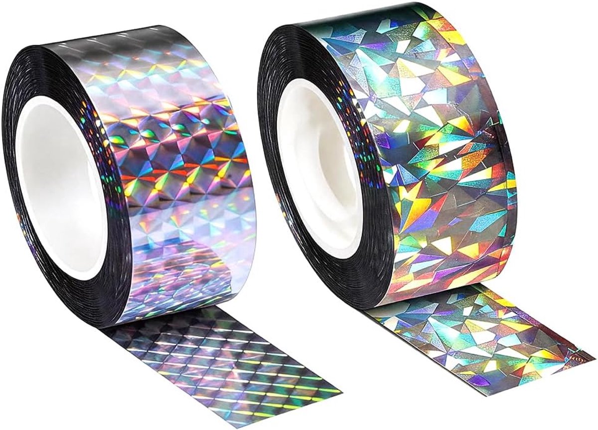SnelShoppen - 2 Rollen 80 m Vogelafschriktape Lint, Holografisch Reflecterend Anti-Duif Tape, Effectieve Vogelafschrikmiddelen voor Tuinen, Daken, Bal